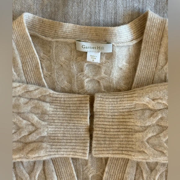 Garnet Hill Cashmere Cable Knit Open Cardigan - Picture 4 of 16